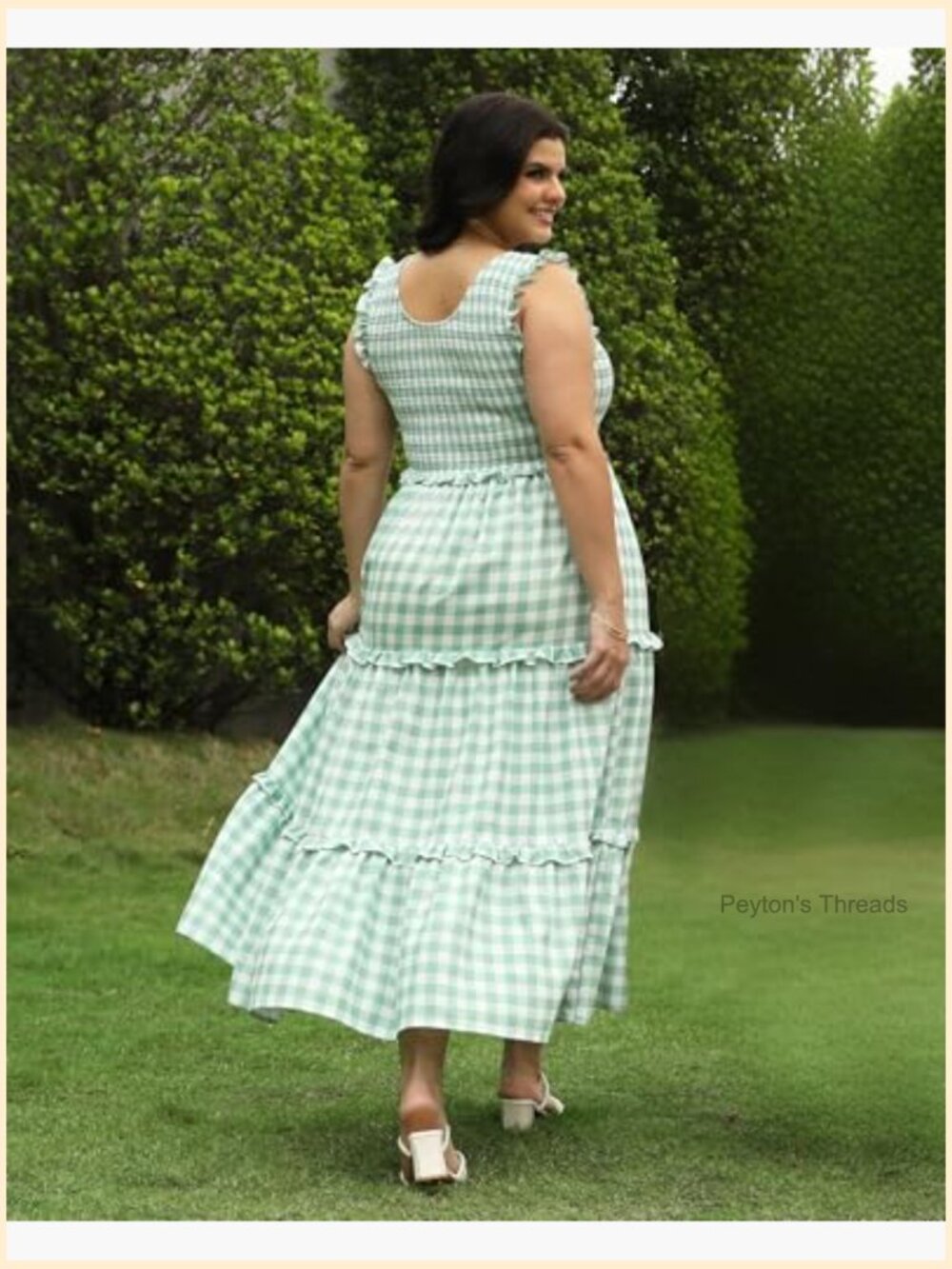 Plus Size Sleeveless Smocked Tiered Maxi Dress with Pockets - Picture 4 of 5